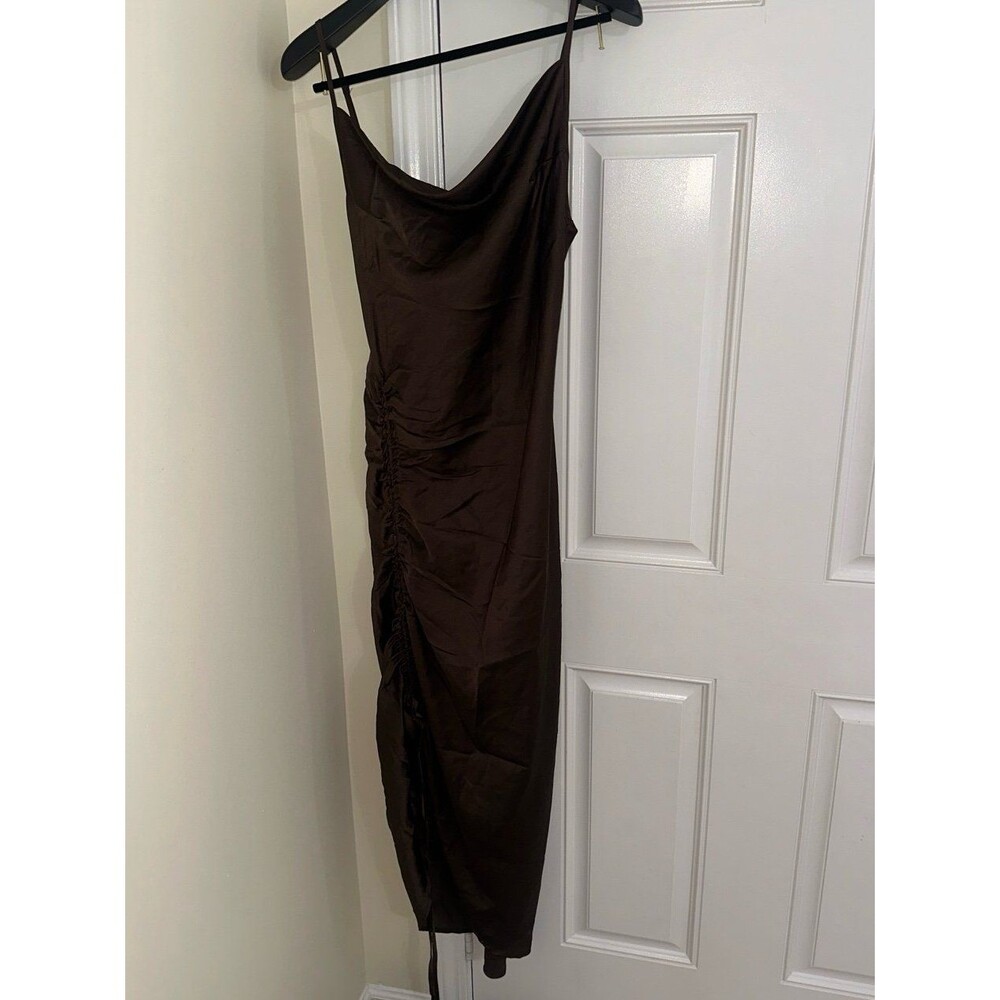 Mable chocolate brown satin dress